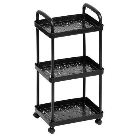 Grupa Orion Sp. z o.o. Regał na Kółkach Czarny 3 Poziomy Mobilny 30 x 21 x 61 cm VILDE