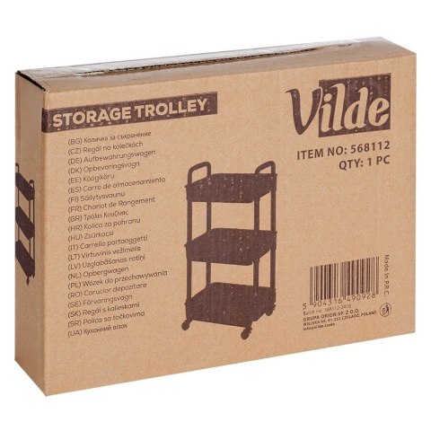 Grupa Orion Sp. z o.o. Regał na Kółkach Czarny 3 Poziomy Mobilny 30 x 21 x 61 cm VILDE