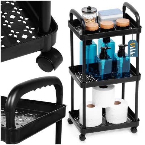 Grupa Orion Sp. z o.o. Regał na Kółkach Czarny 3 Poziomy Mobilny 30 x 21 x 61 cm VILDE