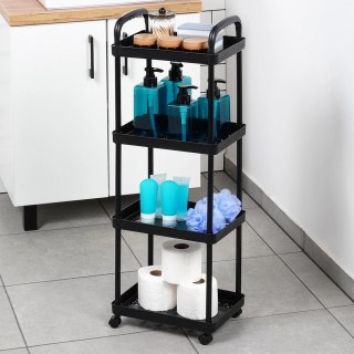 Grupa Orion Sp. z o.o. Regał na Kółkach Czarny 4 Poziomy Mobilny 30 x 21 x 86 cm VILDE