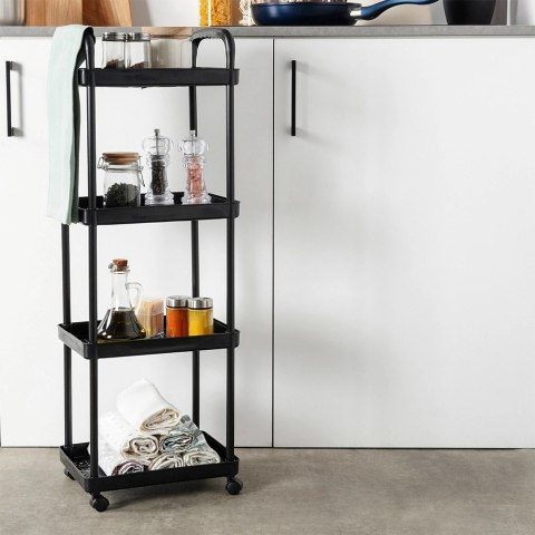 Grupa Orion Sp. z o.o. Regał na Kółkach Czarny 4 Poziomy Mobilny 30 x 21 x 86 cm VILDE