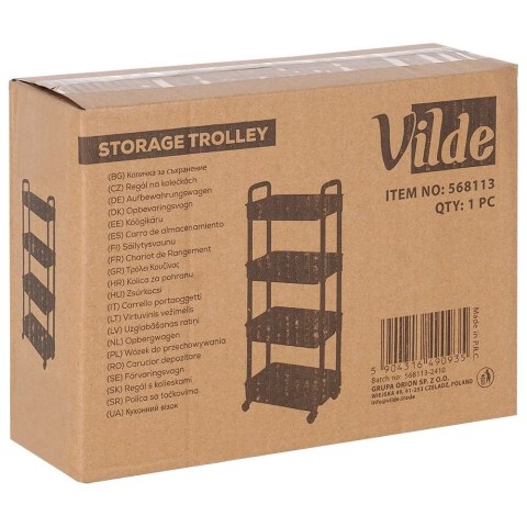 Grupa Orion Sp. z o.o. Regał na Kółkach Czarny 4 Poziomy Mobilny 30 x 21 x 86 cm VILDE