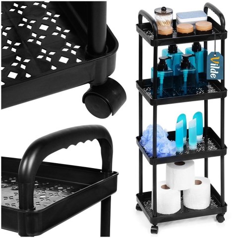 Grupa Orion Sp. z o.o. Regał na Kółkach Czarny 4 Poziomy Mobilny 30 x 21 x 86 cm VILDE