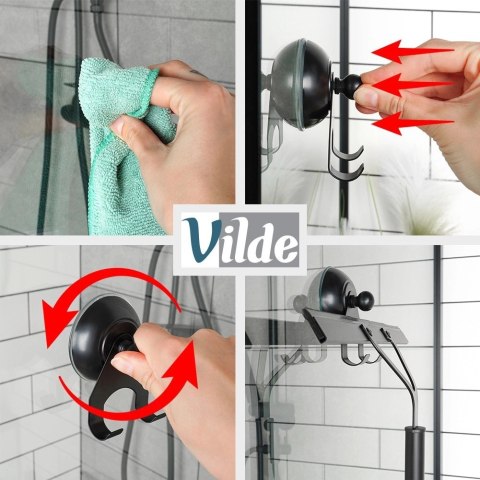 Grupa Orion Sp. z o.o. Ściągaczka do Szyb Czarna VILDE Metalowa Uchwyt na Przyssawkę