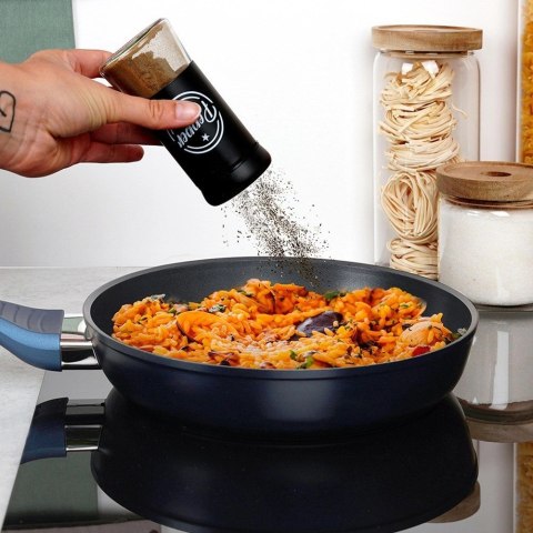 Grupa Orion Sp. z o.o. Solniczka Pieprzniczka Szklana Czarna Metalowa 140 ml 2 szt. VILDE