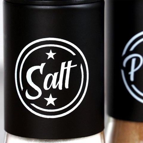 Grupa Orion Sp. z o.o. Solniczka Pieprzniczka Szklana Czarna Metalowa 140 ml 2 szt. VILDE