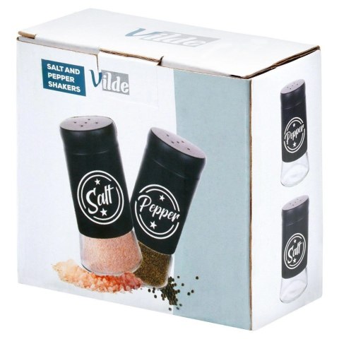 Grupa Orion Sp. z o.o. Solniczka Pieprzniczka Szklana Czarna Metalowa 140 ml 2 szt. VILDE