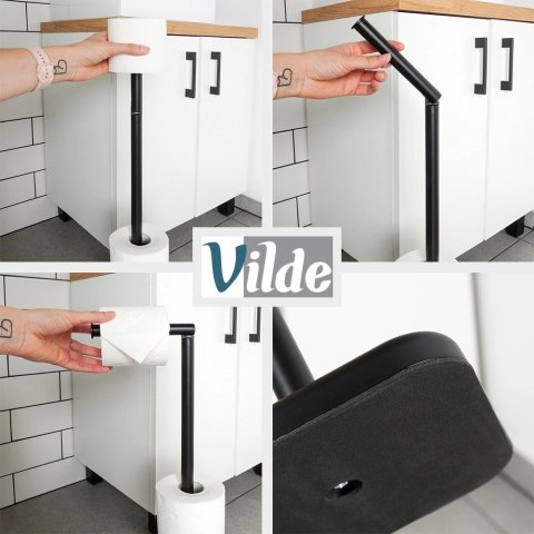 Grupa Orion Sp. z o.o. Stojak na Papier Toaletowy Czarny Zapas na 5 Rolek 56 cm VILDE