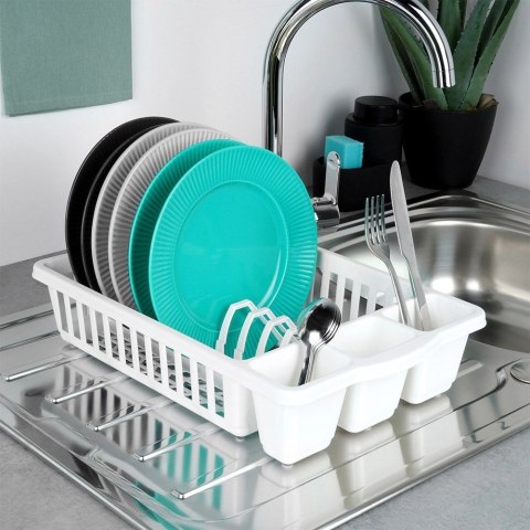 Grupa Orion Sp. z o.o. Suszarka na Naczynia Biała Ociekacz z Pojemnikiem na Sztućce VILDE