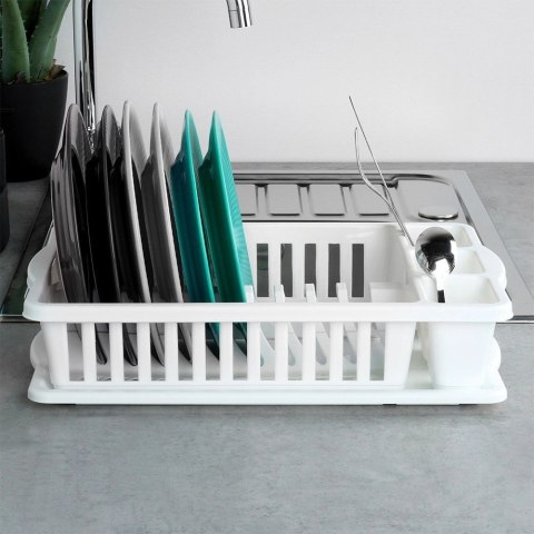 Grupa Orion Sp. z o.o. Suszarka na Naczynia Biała Ociekacz z Pojemnikiem na Sztućce VILDE