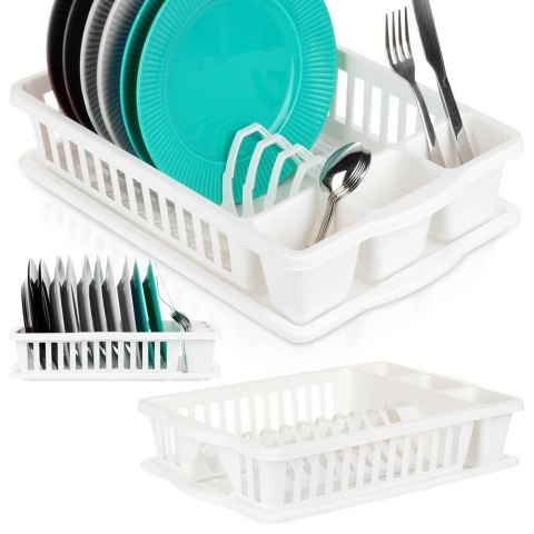 Grupa Orion Sp. z o.o. Suszarka na Naczynia Biała Ociekacz z Pojemnikiem na Sztućce VILDE