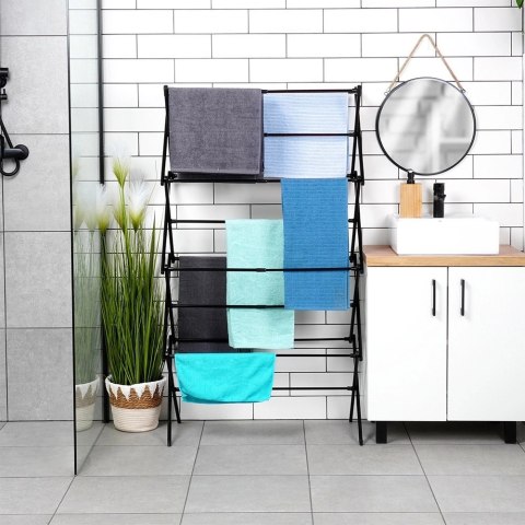 Grupa Orion Sp. z o.o. Suszarka na Pranie Pionowa Rozsuwana Metal Czarny 14 Prętów 139 cm VILDE