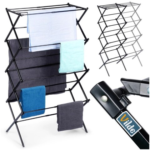 Grupa Orion Sp. z o.o. Suszarka na Pranie Pionowa Rozsuwana Metal Czarny 14 Prętów 139 cm VILDE