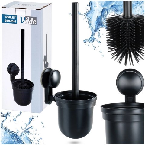 Grupa Orion Sp. z o.o. Szczotka Silikonowa do WC Wisząca Czarna z Ociekaczem na Ścianę VILDE