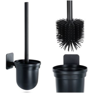 Grupa Orion Sp. z o.o. Szczotka Silikonowa do WC Wisząca Naścienna Czarna z Pojemnikiem VILDE