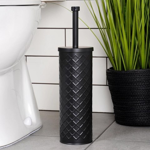 Grupa Orion Sp. z o.o. Szczotka do Toalety Ze Stojakiem Metalowa Czarna Ozdobny Pojemnik VILDE