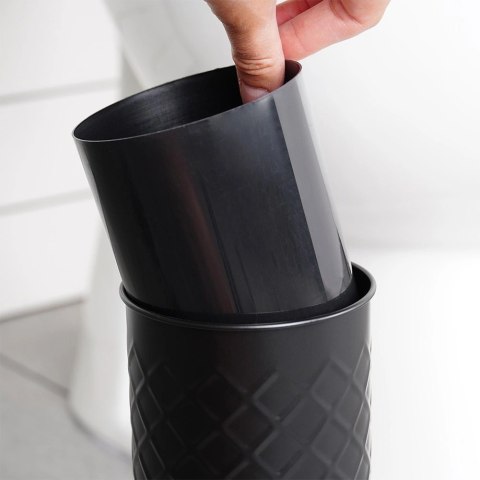 Grupa Orion Sp. z o.o. Szczotka do Toalety Ze Stojakiem Metalowa Czarna Ozdobny Pojemnik VILDE