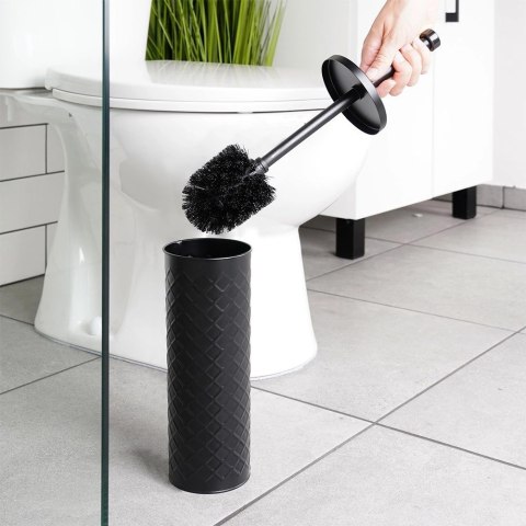 Grupa Orion Sp. z o.o. Szczotka do Toalety Ze Stojakiem Metalowa Czarna Ozdobny Pojemnik VILDE