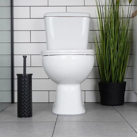 Grupa Orion Sp. z o.o. Szczotka do Toalety Ze Stojakiem Metalowa Czarna Ozdobny Pojemnik VILDE