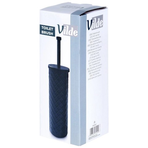 Grupa Orion Sp. z o.o. Szczotka do Toalety Ze Stojakiem Metalowa Czarna Ozdobny Pojemnik VILDE