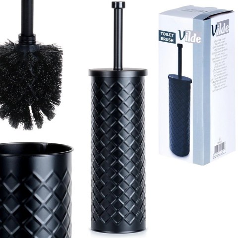 Grupa Orion Sp. z o.o. Szczotka do Toalety Ze Stojakiem Metalowa Czarna Ozdobny Pojemnik VILDE