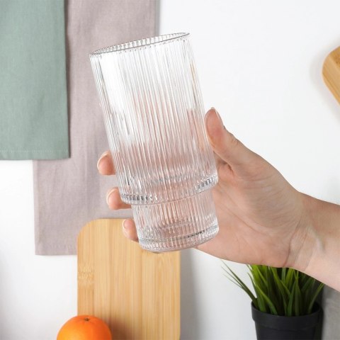Grupa Orion Sp. z o.o. Szklanki Wysokie Zestaw 6 szt. 320 ml VILDE Ryflowane Szkło do Zmywarki