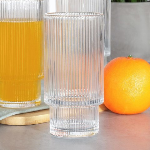 Grupa Orion Sp. z o.o. Szklanki Wysokie Zestaw 6 szt. 320 ml VILDE Ryflowane Szkło do Zmywarki