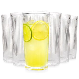 Grupa Orion Sp. z o.o. Szklanki Wysokie Zestaw 6 szt. 320 ml VILDE Ryflowane Szkło do Zmywarki