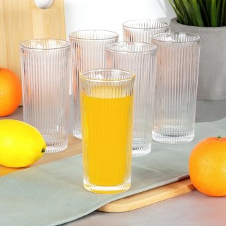 Grupa Orion Sp. z o.o. Szklanki Wysokie Zestaw 6 szt. 320 ml VILDE Ryflowane Szkło do Zmywarki
