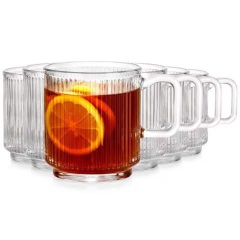 Grupa Orion Sp. z o.o. Szklanki Zestaw 6 szt. 350 ml VILDE z Uchwytem Ryflowane do Zmywarki