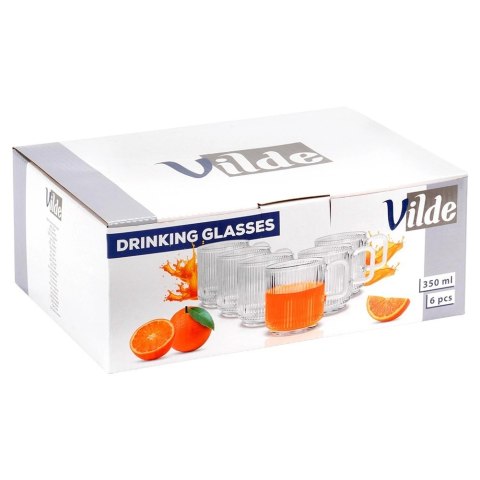 Grupa Orion Sp. z o.o. Szklanki Zestaw 6 szt. 350 ml VILDE z Uchwytem Ryflowane do Zmywarki