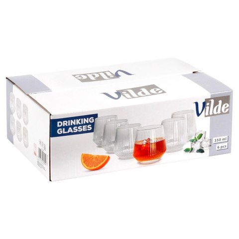 Grupa Orion Sp. z o.o. Szklanki Zestaw 6 szt. 350 ml VILDE Ryflowane Szkło do Whisky Zmywarka