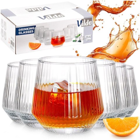 Grupa Orion Sp. z o.o. Szklanki Zestaw 6 szt. 350 ml VILDE Ryflowane Szkło do Whisky Zmywarka