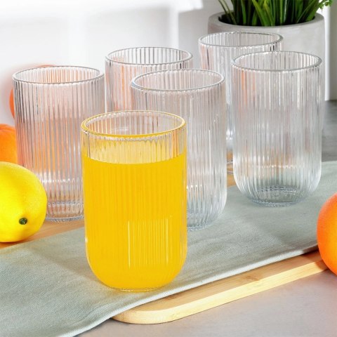 Grupa Orion Sp. z o.o. Szklanki Zestaw 6 szt. 400 ml VILDE Ryflowane Szkło Wysokie do Zmywarki