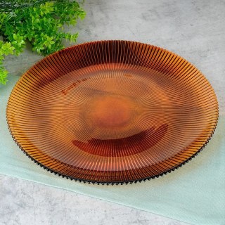 Grupa Orion Sp. z o.o. Talerz Obiadowy Płytki Szkło Bursztynowe 28 cm VILDE Wzór Promienie