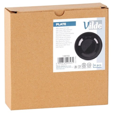 Grupa Orion Sp. z o.o. Talerze Deserowe Szklane Czarne 6 szt. VILDE 18 cm Kwadratowe