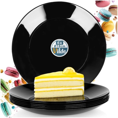 Grupa Orion Sp. z o.o. Talerze Deserowe Szklane Czarne 6 szt. VILDE 18 cm Kwadratowe