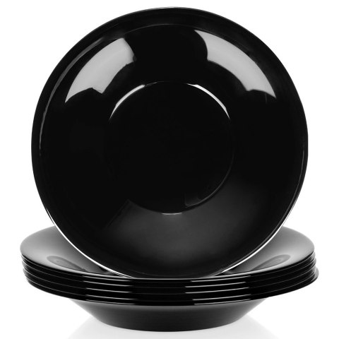 Grupa Orion Sp. z o.o. Talerze Obiadowe Głębokie Szkło Czarne 400 ml 6 szt. VILDE 21,5 cm