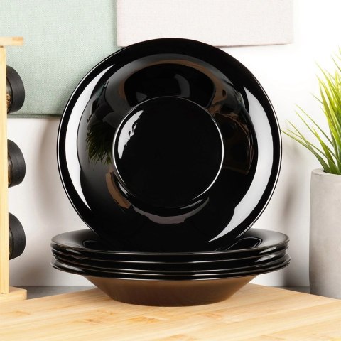 Grupa Orion Sp. z o.o. Talerze Obiadowe Głębokie Szkło Czarne 400 ml 6 szt. VILDE 21,5 cm