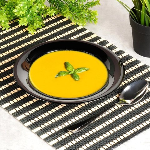 Grupa Orion Sp. z o.o. Talerze Obiadowe Głębokie Szkło Czarne 400 ml 6 szt. VILDE 21,5 cm