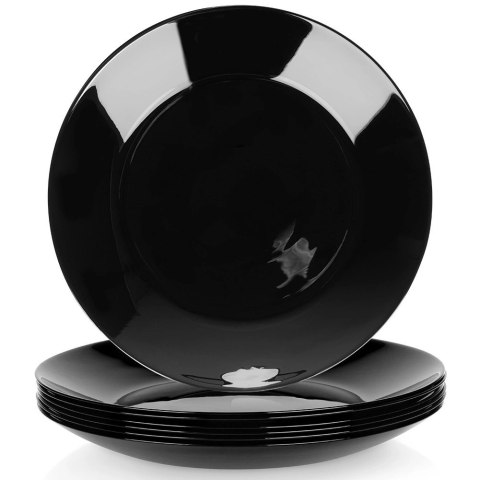 Grupa Orion Sp. z o.o. Talerze Obiadowe Płytkie Szkło Czarne 6 szt. VILDE 25,5 cm Opalowe