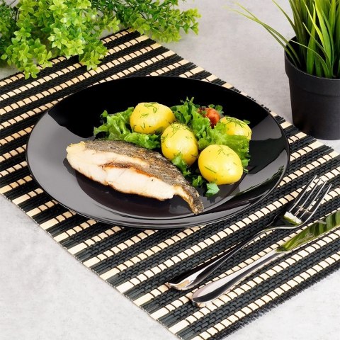 Grupa Orion Sp. z o.o. Talerze Obiadowe Płytkie Szkło Czarne 6 szt. VILDE 25,5 cm Opalowe