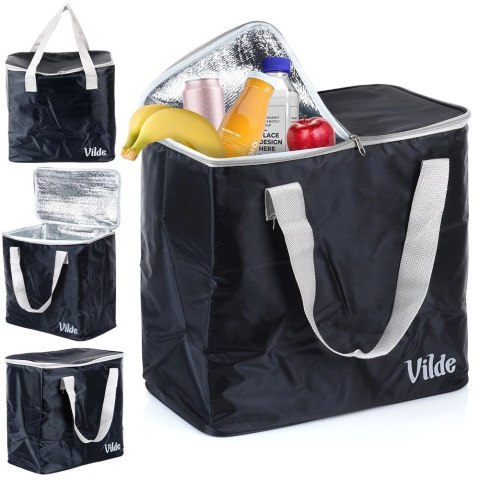 Grupa Orion Sp. z o.o. Torba Termiczna Plażowa Czarna 30 L VILDE Poliestrowa Duża na Zakupy