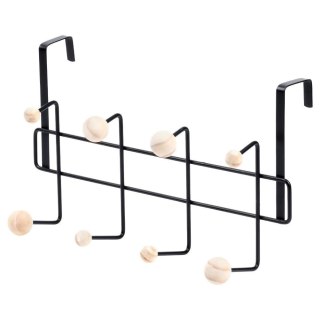 Grupa Orion Sp. z o.o. Wieszak na Drzwi Metalowy Czarny 37 cm VILDE 8 Gałek na Ubrania