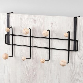 Grupa Orion Sp. z o.o. Wieszak na Drzwi Metalowy Czarny 37 cm VILDE 8 Gałek na Ubrania