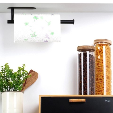 Grupa Orion Sp. z o.o. Wieszak na Ręcznik Papierowy VILDE Czarny Stal Nierdzewna 33,5 cm