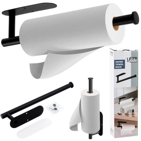 Grupa Orion Sp. z o.o. Wieszak na Ręcznik Papierowy VILDE Czarny Stal Nierdzewna 33,5 cm