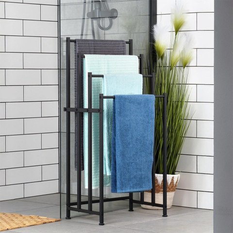 Grupa Orion Sp. z o.o. Wieszak na Ręczniki Stojący VILDE Metalowy LOFT 4 Poprzeczki 94,5 cm