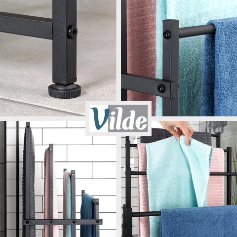 Grupa Orion Sp. z o.o. Wieszak na Ręczniki Stojący VILDE Metalowy LOFT 4 Poprzeczki 94,5 cm