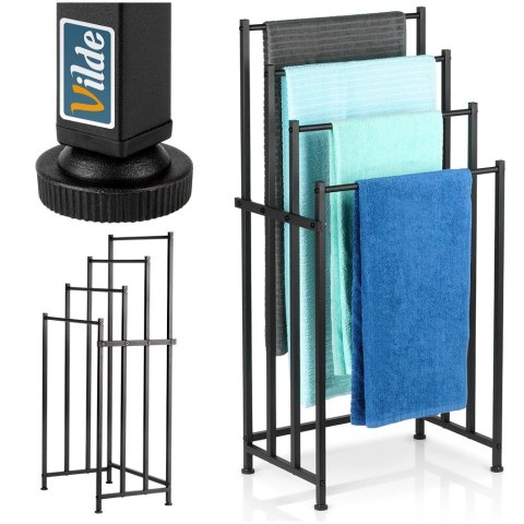 Grupa Orion Sp. z o.o. Wieszak na Ręczniki Stojący VILDE Metalowy LOFT 4 Poprzeczki 94,5 cm